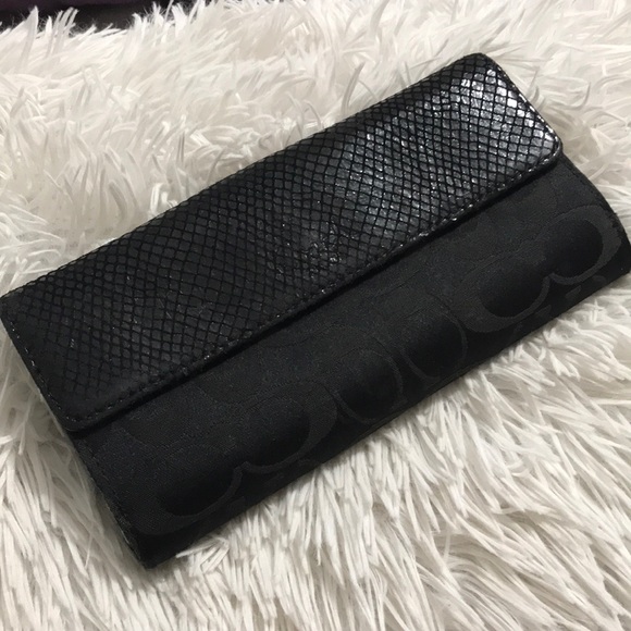 Coach Handbags - Black Snake Print Coach Wallet